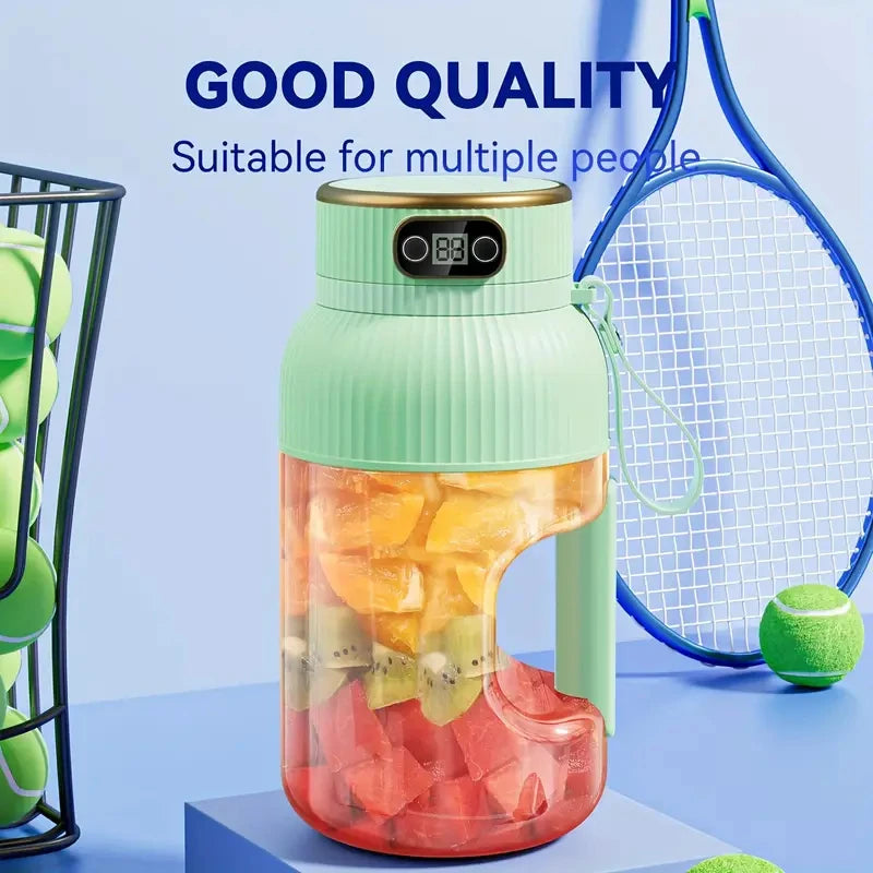 Portable USB Rechargeable Juicer Blender, 40Oz Compact Design, Dual Lids, Silicone Straw, Type-C Cable, Eco-Friendly for Fresh J