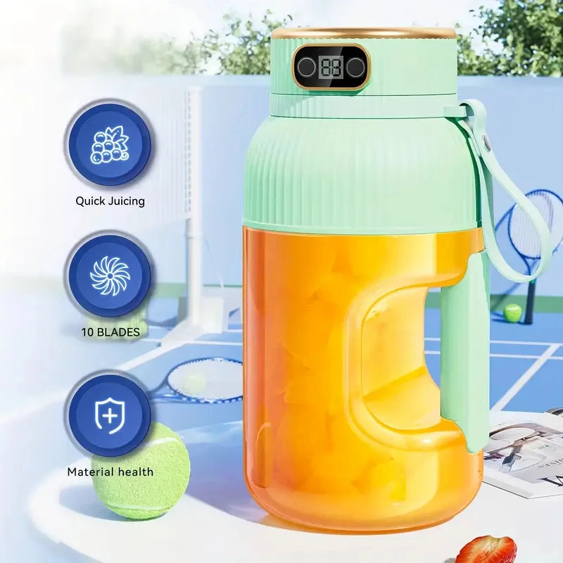 Portable USB Rechargeable Juicer Blender, 40Oz Compact Design, Dual Lids, Silicone Straw, Type-C Cable, Eco-Friendly for Fresh J